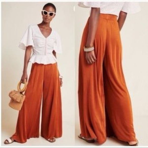 Maeve Anthropologie Shiloh Knit Wide Leg Pants Brown Size Small - Picture 1 of 7